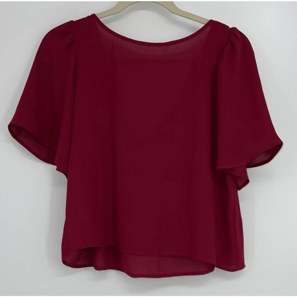 LOFT BURGUNDY RED FLOWY LIGHTWEIGHT DRESSY BLOUSE SIZE XS